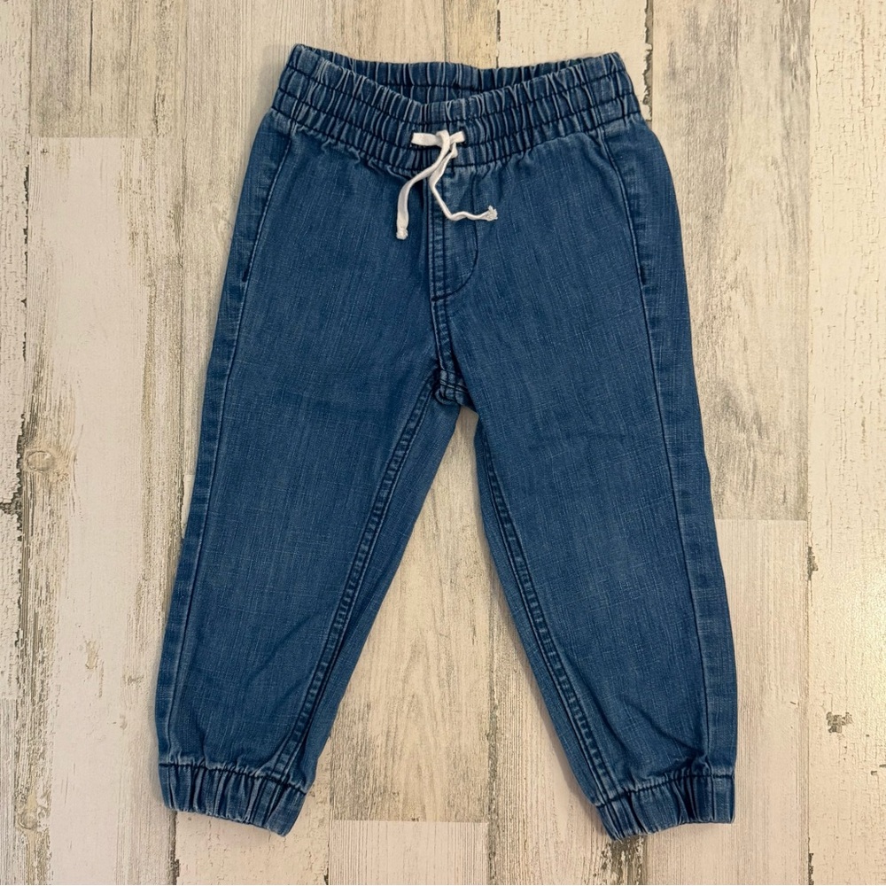 NWOT- H&M Kids Dark Blue Elastic Waist Denim Joggers